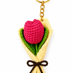 Handmade Crochet Tulip Bouquet Keychain
