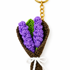Handmade Crochet Lavender Flower Bouquet Keychain