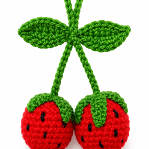 Handmade Crochet Cherry Keychain